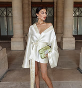 V-Neck Belted Loose Dress