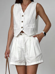 Cozy Linen Sleeveless Top Shorts Set