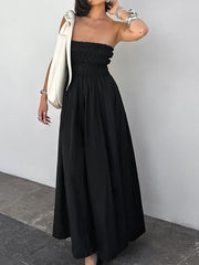 Smocked Backless Tube Midi Dress