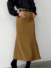 Minimalist Plain Skirt Without Belt