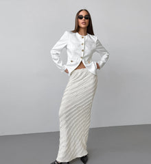 Lace High Waist Slit Skirt