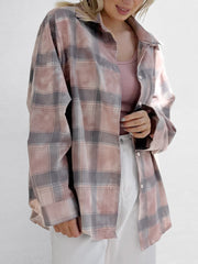 Plaid Long Sleeve Shirt Coat
