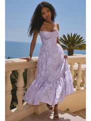 Floral Jacquard Tiered Midi Dress