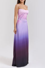 Ombre Print Lace Up Maxi Dress