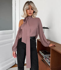 Off-the-shoulder Irregular Collar Shirt