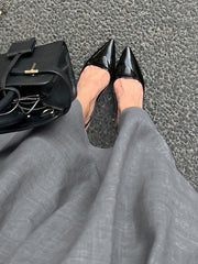 Grey pleated A-line Skirt