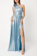 Ivy Aqua Blue Pleated Gown