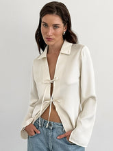 Tie Bow Front Long Sleeves Top