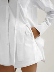 Lace-up Cotton Shirt Shorts Suit