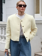Short O-neck Single Breasted Cropped Coat