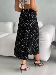 Polka Dot Slit Skirt