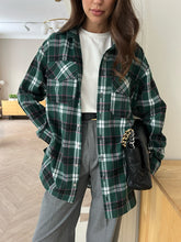 Green Plaid Shirt Cardigan