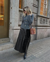 High Waist A Hem Split Skirt