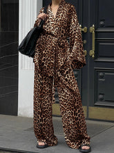 Leopard Print Long Sleeve Long Pants 2 Piece Set