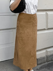 Suede Midi Skirt