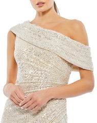 Sequined Drop Shoulder Gown