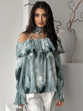 Print Off Shoulder Long Sleeve Top