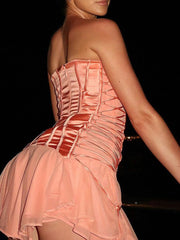 Strapless Lace Up Mini Dress