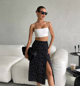 Polka Dot Slit Skirt