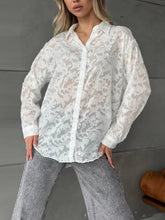 White Slightly Transparent Loose Long-Sleeved Shirt