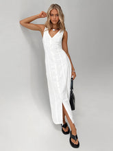White Linen Blend Maxi Dress