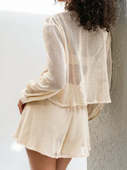 Two-piece Mesh Shirt And Shorts Loose