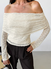 Knit Sweater Backless Off-Shoulder Patchwork Top