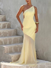 One Shoulder Ruffle Midi Dress In YelLow