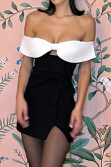 Crepe Bow Mini Dress