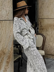 Cotton Leopard Shirt Long Pants Two-Piece Set