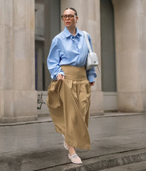 Pleated Maxi Skirt With High Waist And Lateral Zip