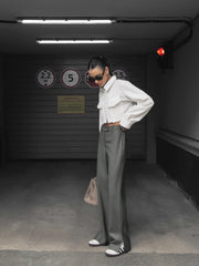 Cropped shirt with asymmetric bottom edge