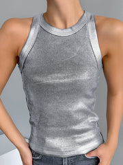 Slim Silver Pullover Tank Top