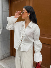 Cotton Design Lace-up Shirt