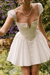 Square Corset Buttoned Mini Dress