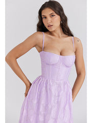 Floral Jacquard Tiered Midi Dress