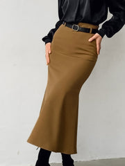 Minimalist Plain Skirt Without Belt