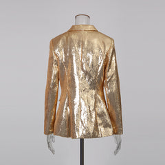Sequin-EmbelliShed Suit In Metallic Gold