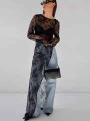 Black See-through Long Maxi Lace Dresses