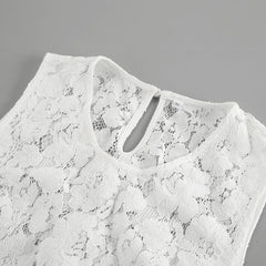 Hollow Lace Short V-Neck Sleeveless Top