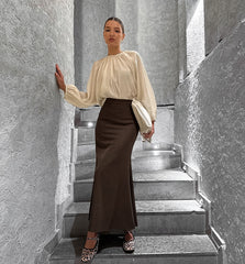 High Waist Brown Skirt