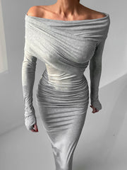 Ruched Irregular Off Shoulder Wrapped Dresses