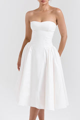 Cotton Strapless Midi Sundress