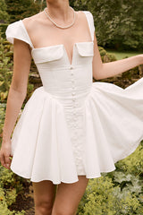Square Corset Buttoned Mini Dress
