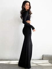Ruched Fishtail Maxi Skirt