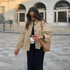 Collared Casual Loose Jacket Coat