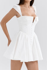Square Corset Buttoned Mini Dress