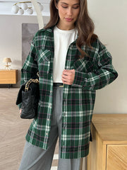 Green Plaid Shirt Cardigan