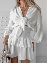 White Resort Style Long Sleeved Skirt With Laces