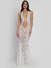 Lace Cutout Bustier Maxi Dress